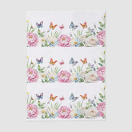 Papel De Seda Beautiful Colorful Wildflowers & Butterflies