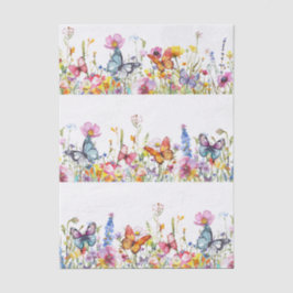 Papel De Seda Beautiful Colorful Wildflowers & Butterflies