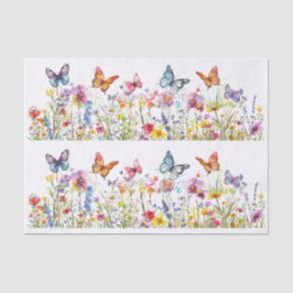 Papel De Seda Beautiful Colorful Wildflowers & Butterflies