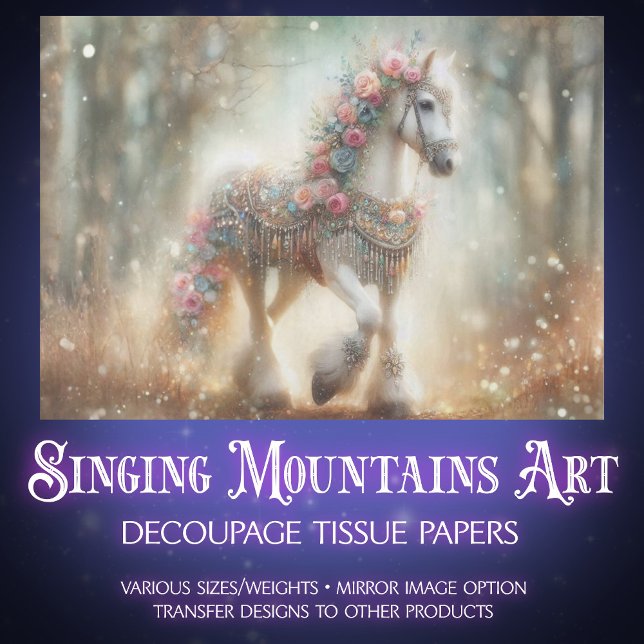 Papel De Seda Beautiful Floral Horse In Woodland Decoupage (Criador carregado)