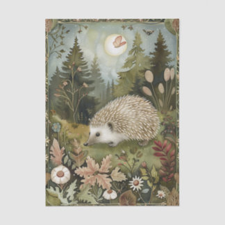 Papel De Seda Beautiful Hedgehog in the Forest Moonlight
