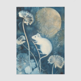Papel De Seda Beautiful White Mouse Cyanotype Printing