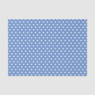 Papel De Seda Bebê Azul e Corações Brancos Personalizado
