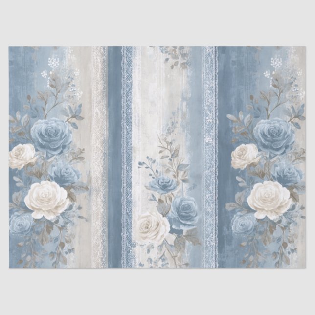 Papel De Seda Bebê Blue Stripe & Lace (Frente )