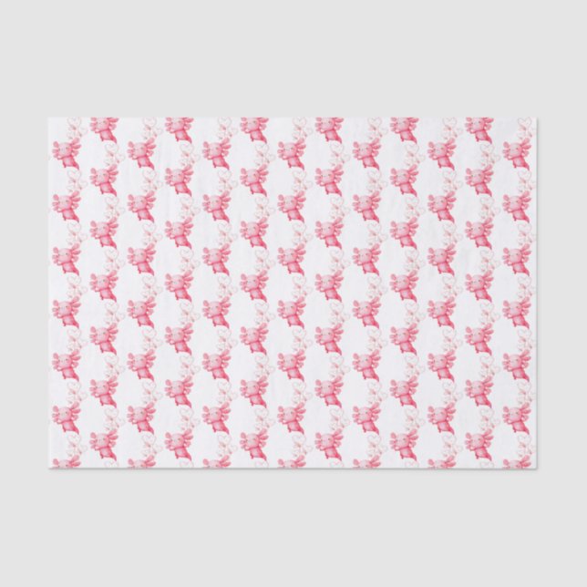 Papel De Seda Bebê Cor de Água Cóta Rosa Axolotl (Frente )
