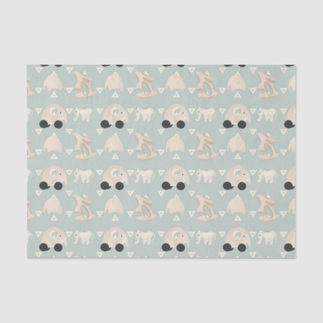 Papel De Seda Bebê Elefante Verde Estampado (Frente )