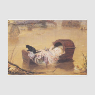 Papel De Seda Bebê em berço durante enchente (por J.E. Millais)