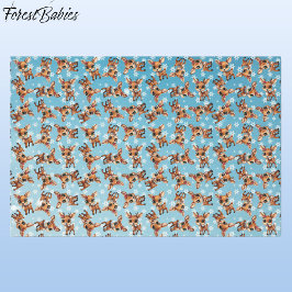 Papel De Seda Bebê, Fawn, Doe, Reindeer 🦌 Azul, Floco de Neve