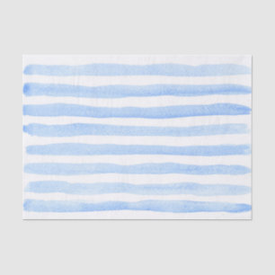 Papel De Seda Bebê Fofo Azul e Branco Listrado Aquarela