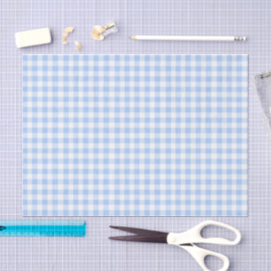 Papel De Seda Bebê fofo azul e xadrez gingham branco