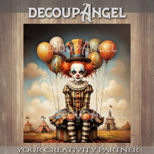 Papel De Seda Bebê Palhaço em Circo - Decoupage -