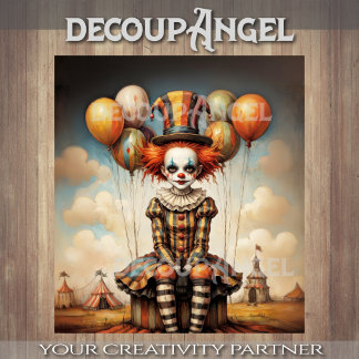 Papel De Seda Bebê Palhaço em Circo - Decoupage -