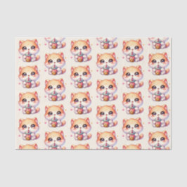Papel De Seda Bebendo de gato Boba Cute Bubble Tea