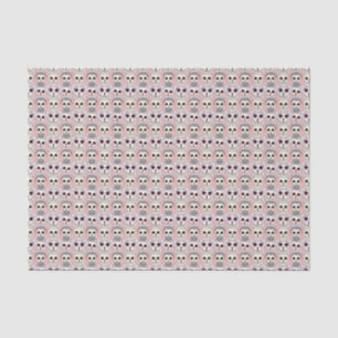 Papel De Seda Bebês Corujas em Padrão de Fundo Rosa Pálido