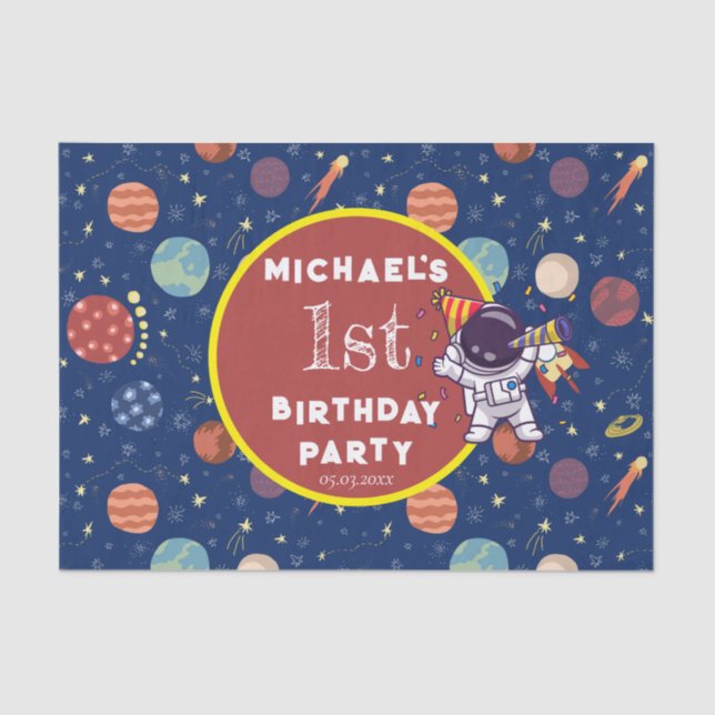 Papel De Seda Bebês Crianças Astronauta Qualquer Festa de aniver (Frente )