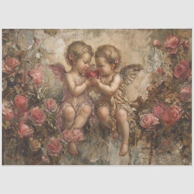 Papel De Seda Bebês Cupidos namorados (Frente )