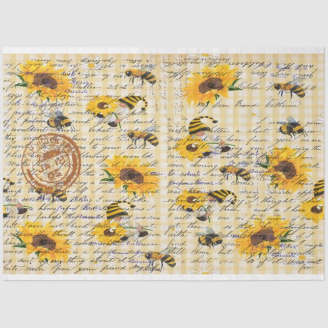 Papel De Seda Bee Gnomo Sunflower (Frente )