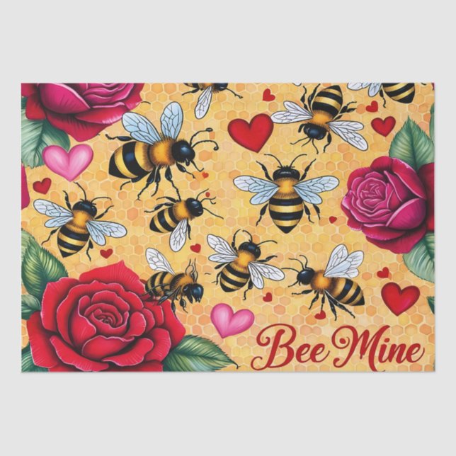 Papel De Seda Bee Mine Ouro Amor (Frente )