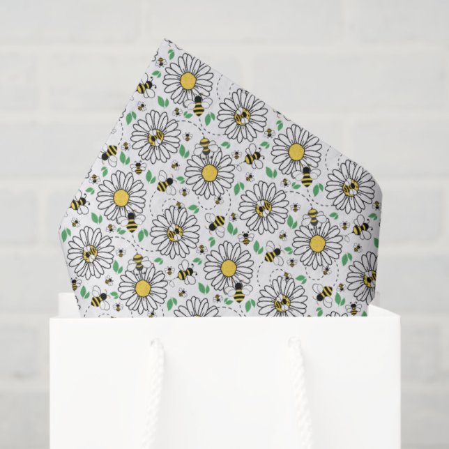 Papel De Seda Bees & Daisies Spring Tissue Paper (Sacola de presentes)