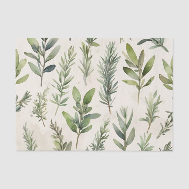 Papel De Seda bege pálido com erva verde macia (Frente )