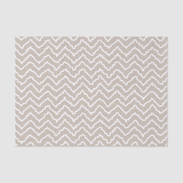 Papel De Seda Beige And White Squiggly Chevron Zigzag Pattern (Frente )