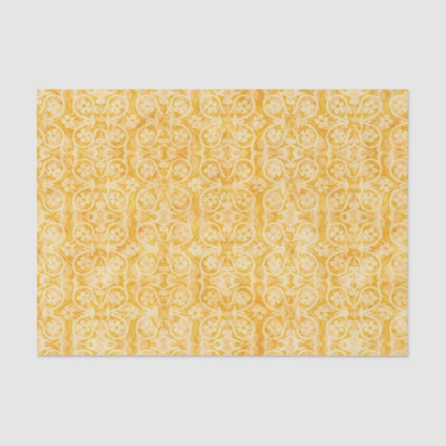 Papel De Seda Beige Dourado Geométrico Floral (Frente )