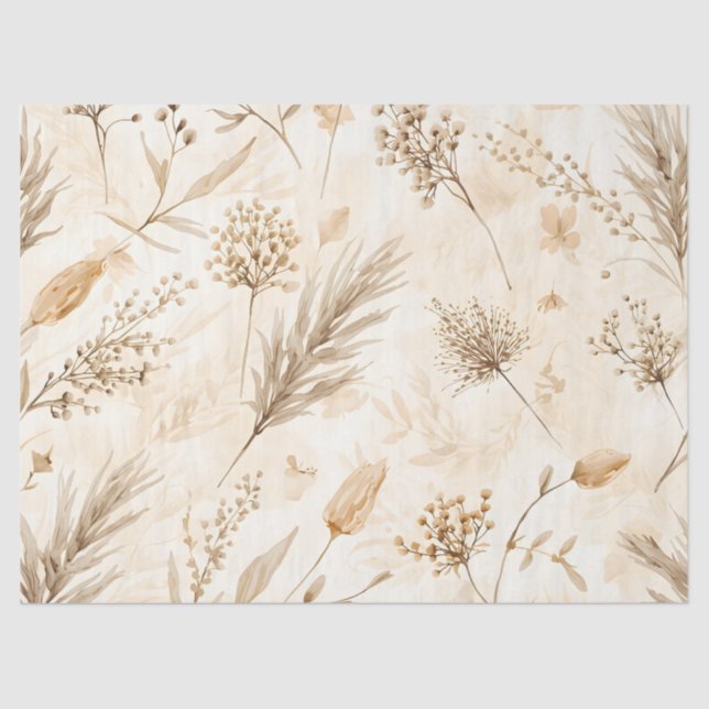 Papel De Seda Beige Dried Flower Botanical (Frente )