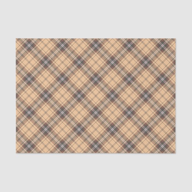 Papel De Seda Beige e Brown Tartan (Frente )
