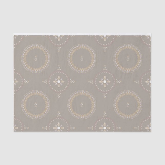 Papel De Seda Beige Latte Elegante Ornamental Floral (Frente )