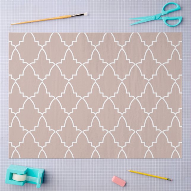 Papel De Seda Beige Marroquino Lattice Pattern (Arte )