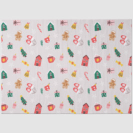 Papel De Seda Beige Red Green Playful Holiday Gift