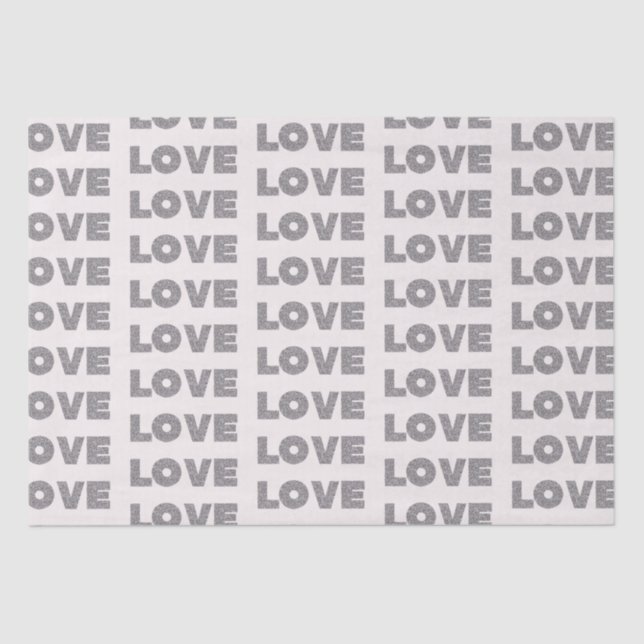 Papel De Seda Beige Stone Silver Glitter Love (Frente )