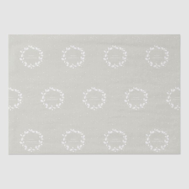 Papel De Seda Beige + White Felry Natal Holly Wreath (Frente )