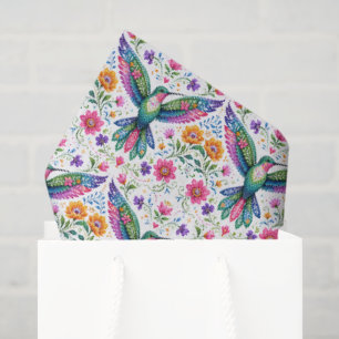 Papel De Seda Beija-flor colorido de arte Flok