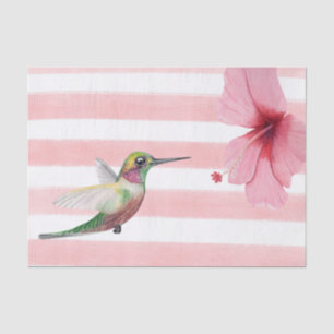 Papel De Seda Beija-flor. Rosa e Branco.
