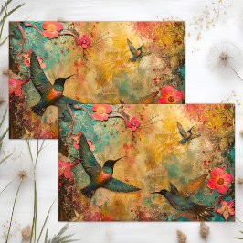 Papel De Seda BEija-FLORES COLORIDOS MÍDIA MISTA DECOUPAGEM