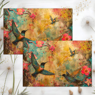 Papel De Seda BEija-FLORES COLORIDOS MÍDIA MISTA DECOUPAGEM
