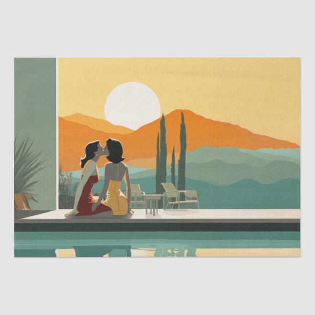 Papel De Seda Beijo Sunset Pela Piscina (Frente )