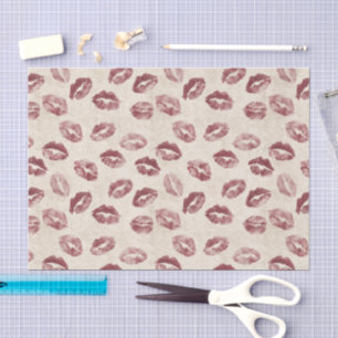 Papel De Seda Beijos de Lábios Vermelhos Cremosos Romântico Dia 