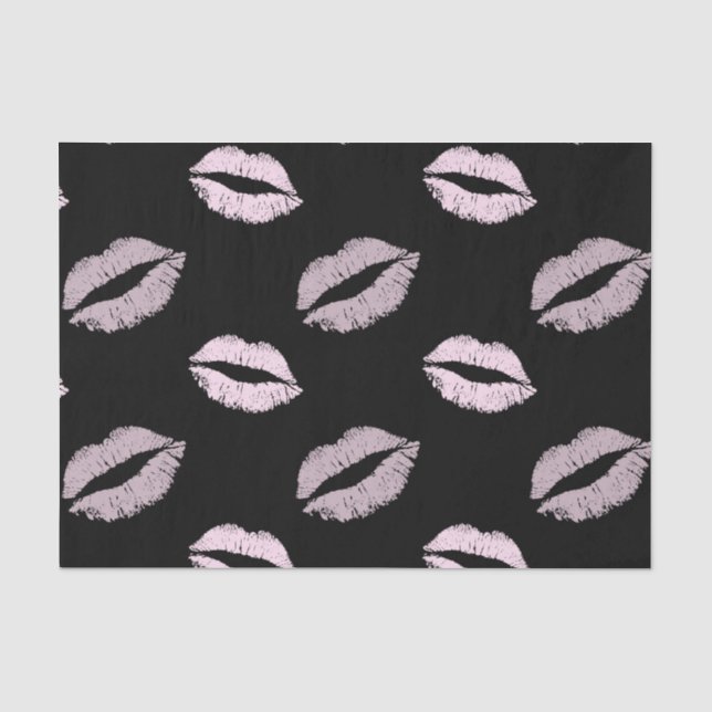 Papel De Seda Beijos Rosa Prateados (Frente )