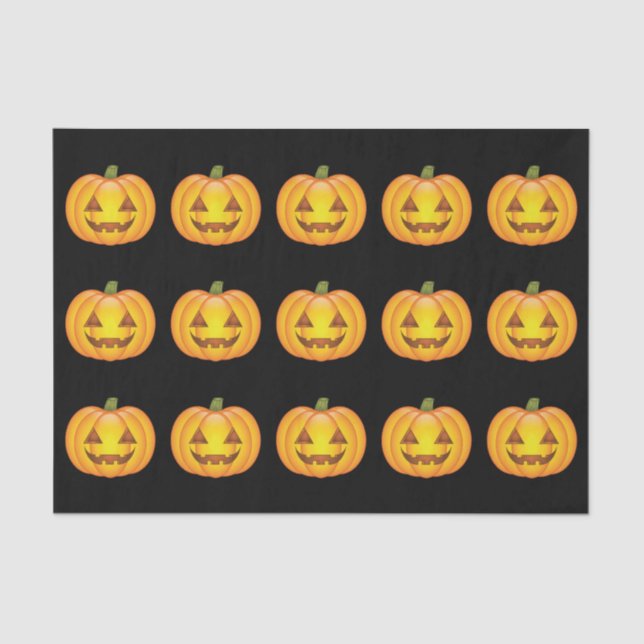 Papel De Seda Bela Cartoon Halloween Jack O’Lantern Pumpkins (Frente )