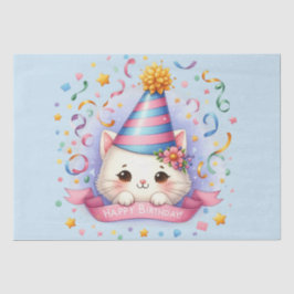Papel De Seda Bela Cartoon Kawaii Kitty Feliz Aniversário