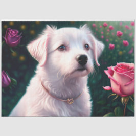 Papel De Seda Bela Coleção De Cão E Rosa