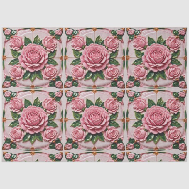 Papel De Seda Bela Coleção de Trendências de Rosas Rosa (Frente )
