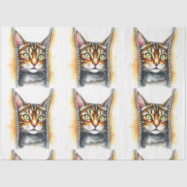 Papel De Seda Bela Coleção Popular De Gatos De Aquarela