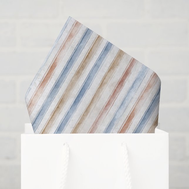 Papel De Seda Bela Faixa Bege Creme Azul Casamento (Sacola de presentes)