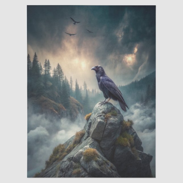 Papel De Seda Bela Fantasia Gótica Corvo (Frente )