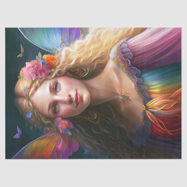 Papel De Seda Bela Fantasia Rainbow Fairy Decoupage (Frente )
