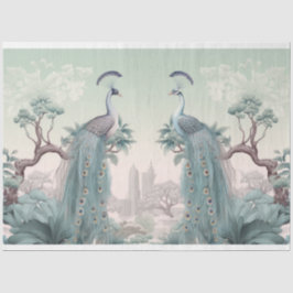 Papel De Seda Bela pavão azul