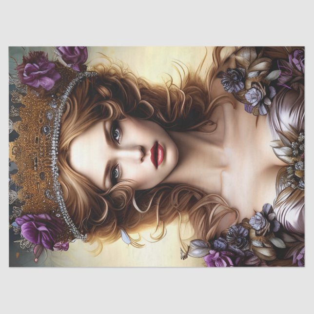 Papel De Seda Bela Rosa de princesa roxa elegante (Frente )